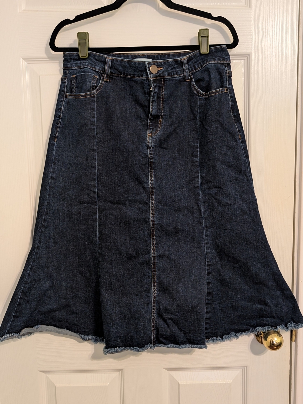 Westbound Dark Blue Denim Flared Skirt-Style Jeans